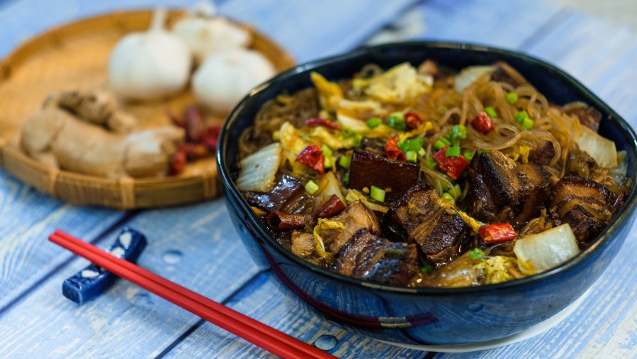 Braised Pork Belly with Noodles